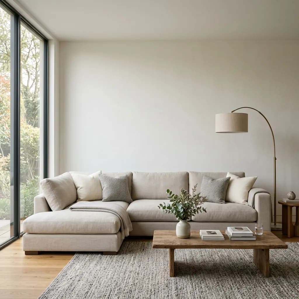 Luxurious modern living room custom painted in Forest Calm